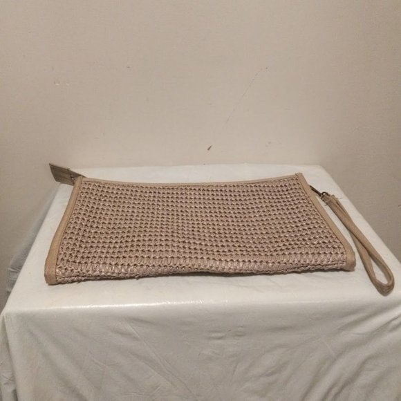 Vintage Elaine Woven Wristlet Pouch Bag Beige Women's - Picture 4 of 7